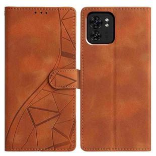 For Motorola Edge 40 Triangles Embossed Leather Phone Case(Brown)