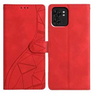 For Motorola Edge 40 Triangles Embossed Leather Phone Case(Red)