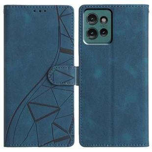 For Motorola Edge 50 Triangles Embossed Leather Phone Case(Blue)