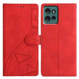 For Motorola Edge 50 Triangles Embossed Leather Phone Case(Red)