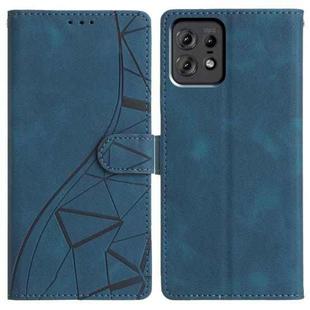 For Motorola Edge 50 Pro Triangles Embossed Leather Phone Case(Blue)