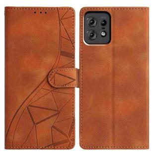 For Motorola Edge 50 Pro Triangles Embossed Leather Phone Case(Brown)