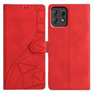 For Motorola Edge 50 Pro Triangles Embossed Leather Phone Case(Red)