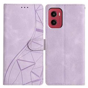For Motorola Moto G05 Triangles Embossed Leather Phone Case(Purple)