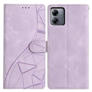For Motorola Moto G14 Triangles Embossed Leather Phone Case(Purple)