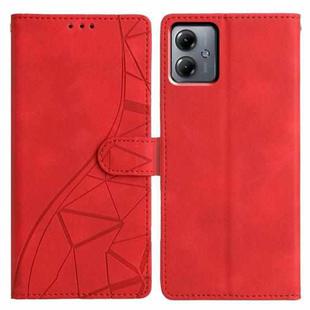 For Motorola Moto G14 Triangles Embossed Leather Phone Case(Red)
