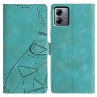 For Motorola Moto G14 Triangles Embossed Leather Phone Case(Green)