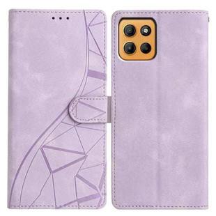 For Motorola Moto G15 Triangles Embossed Leather Phone Case(Purple)