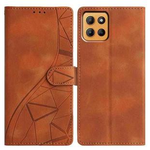 For Motorola Moto G15 Triangles Embossed Leather Phone Case(Brown)