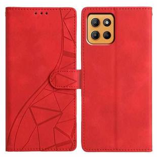 For Motorola Moto G15 Triangles Embossed Leather Phone Case(Red)