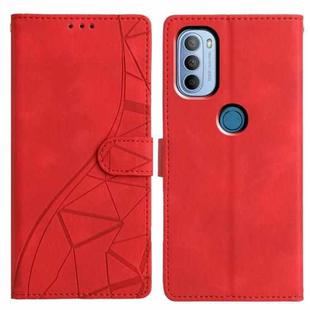For Motorola Moto G31 / G41 Triangles Embossed Leather Phone Case(Red)
