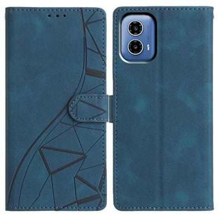 For Motorola Moto G34 Triangles Embossed Leather Phone Case(Blue)