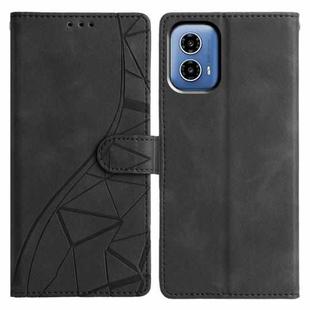 For Motorola Moto G34 Triangles Embossed Leather Phone Case(Black)