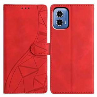 For Motorola Moto G34 Triangles Embossed Leather Phone Case(Red)