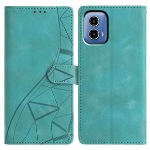 For Motorola Moto G34 Triangles Embossed Leather Phone Case(Green)