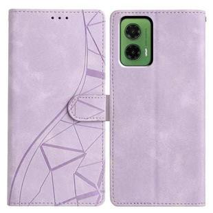 For Motorola Moto G35 Triangles Embossed Leather Phone Case(Purple)