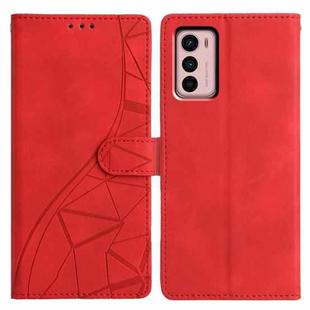 For Motorola Moto G42 Triangles Embossed Leather Phone Case(Red)