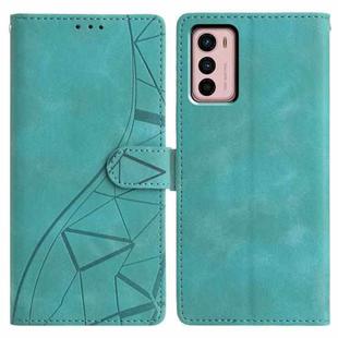 For Motorola Moto G42 Triangles Embossed Leather Phone Case(Green)