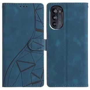 For Motorola Moto G52 Triangles Embossed Leather Phone Case(Blue)
