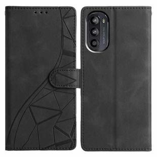 For Motorola Moto G52 Triangles Embossed Leather Phone Case(Black)