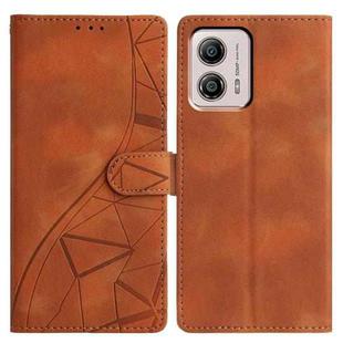 For Motorola Moto G53 5G Triangles Embossed Leather Phone Case(Brown)