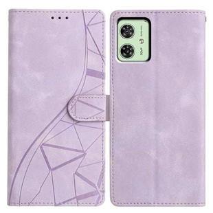 For Motorola Moto G54 Triangles Embossed Leather Phone Case(Purple)