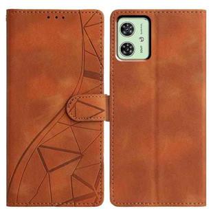 For Motorola Moto G54 Triangles Embossed Leather Phone Case(Brown)