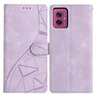 For Motorola Moto G55 Triangles Embossed Leather Phone Case(Purple)