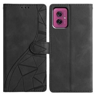 For Motorola Moto G55 Triangles Embossed Leather Phone Case(Black)