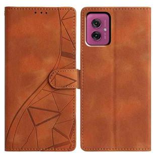 For Motorola Moto G55 Triangles Embossed Leather Phone Case(Brown)