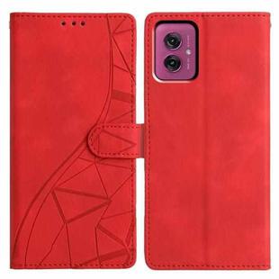 For Motorola Moto G55 Triangles Embossed Leather Phone Case(Red)