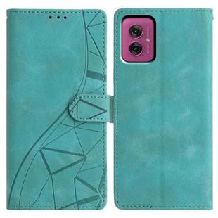 For Motorola Moto G55 Triangles Embossed Leather Phone Case(Green)
