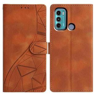For Motorola Moto G60 Triangles Embossed Leather Phone Case(Brown)