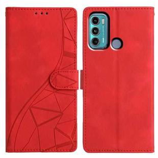 For Motorola Moto G60 Triangles Embossed Leather Phone Case(Red)