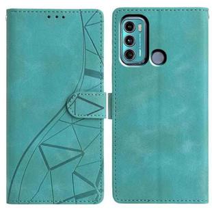 For Motorola Moto G60 Triangles Embossed Leather Phone Case(Green)