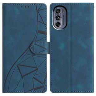 For Motorola Moto G62 5G Triangles Embossed Leather Phone Case(Blue)