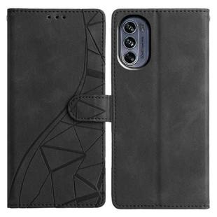 For Motorola Moto G62 5G Triangles Embossed Leather Phone Case(Black)