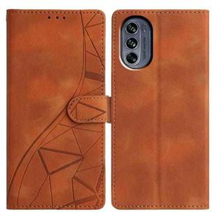 For Motorola Moto G62 5G Triangles Embossed Leather Phone Case(Brown)