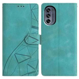 For Motorola Moto G62 5G Triangles Embossed Leather Phone Case(Green)
