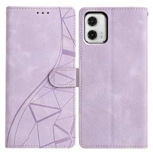 For Motorola Moto G73 Triangles Embossed Leather Phone Case(Purple)