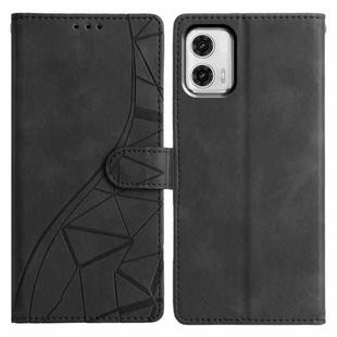 For Motorola Moto G73 Triangles Embossed Leather Phone Case(Black)