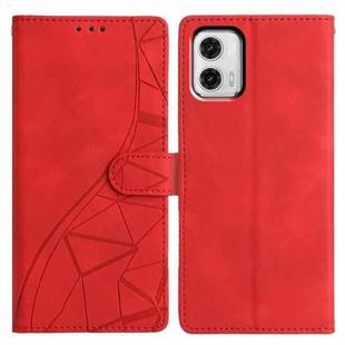 For Motorola Moto G73 Triangles Embossed Leather Phone Case(Red)