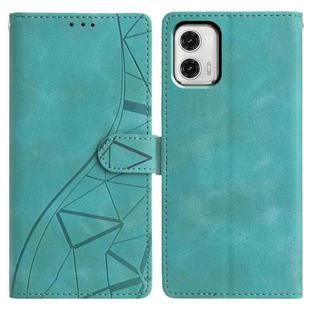 For Motorola Moto G73 Triangles Embossed Leather Phone Case(Green)