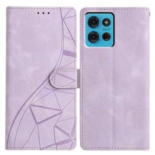 For Motorola Moto G75 5G Triangles Embossed Leather Phone Case(Purple)