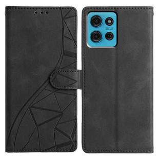 For Motorola Moto G75 5G Triangles Embossed Leather Phone Case(Black)
