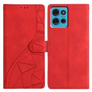 For Motorola Moto G75 5G Triangles Embossed Leather Phone Case(Red)