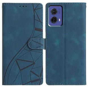 For Motorola Moto G85 Triangles Embossed Leather Phone Case(Blue)