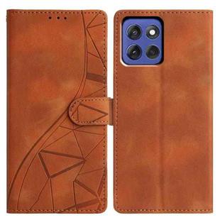 For Motorola Moto G Stylus 5G 2025 Triangles Embossed Leather Phone Case(Brown)