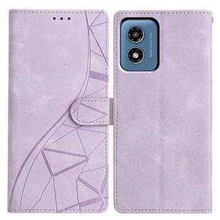 For Motorola Moto G Play 2024 Triangles Embossed Leather Phone Case(Purple)