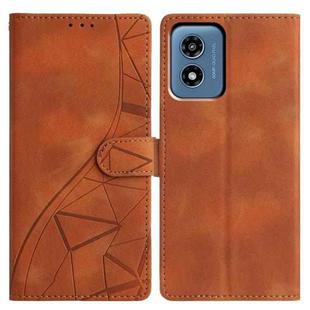 For Motorola Moto G Play 2024 Triangles Embossed Leather Phone Case(Brown)